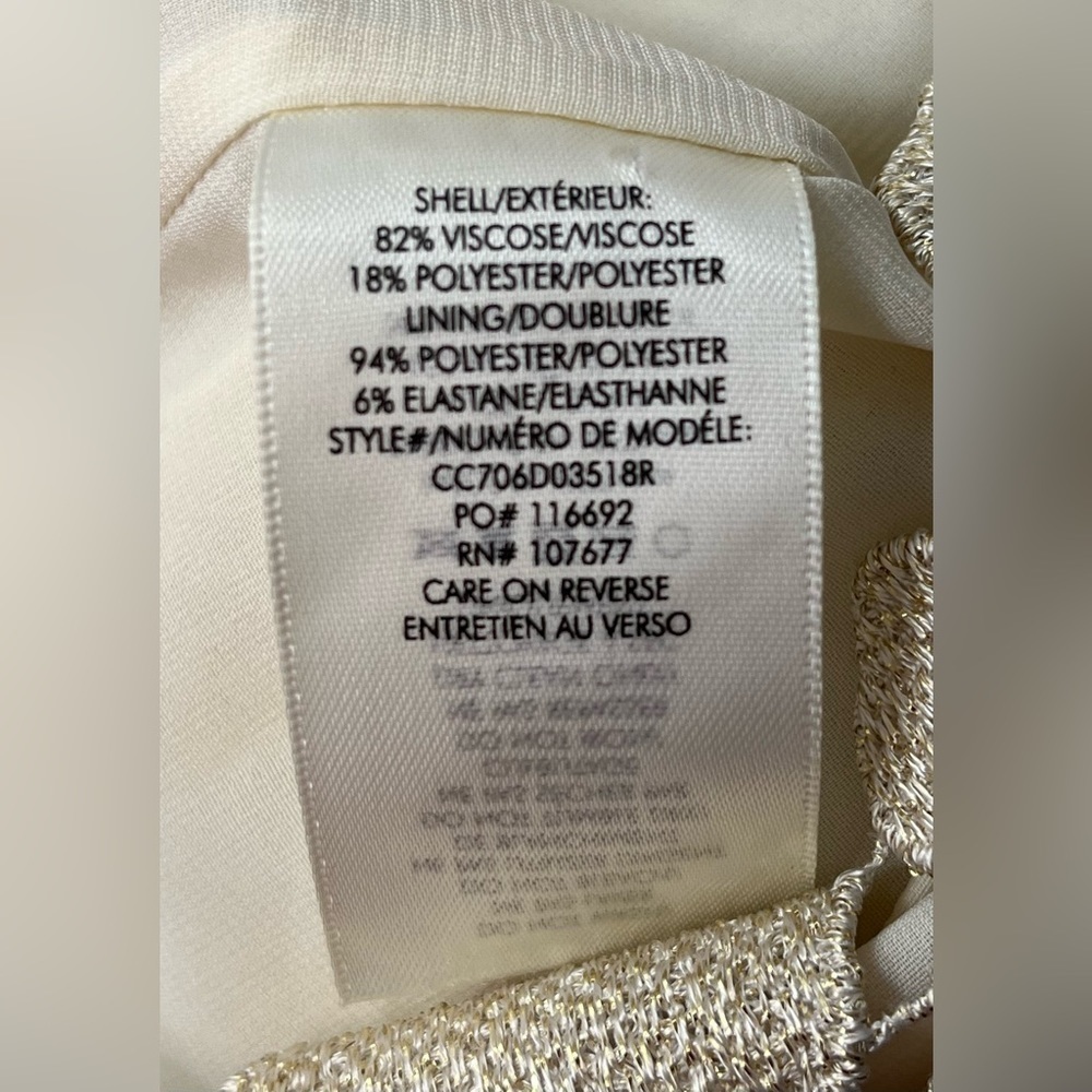 Alice & Olivia Dress Womens 8 Light Gold Metallic Lace Shift Mod Mini Cocktail - Picture 14 of 15